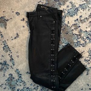 BLANKNYC Spray On Lace Up Faux Leather Pants